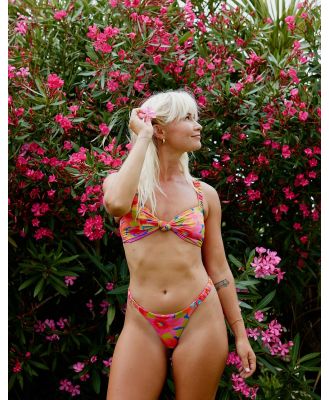 Billabong x Amanda Djerf Sunny Coast ruched bikini bottoms in retro floral-Multi