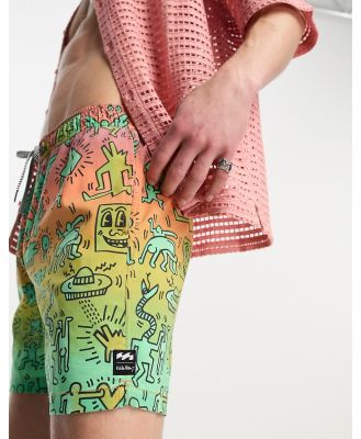 Billabong x Keith Haring Bash Layback swim shorts in multi
