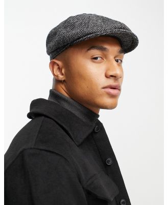 Boardmans harris tweed bakerboy hat in black