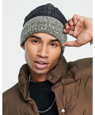 Boardmans quilted padded beanie hat in black