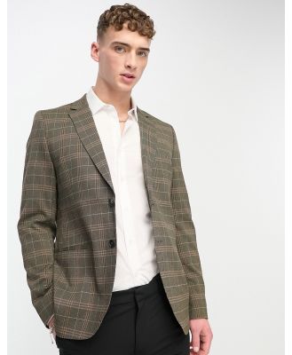 Bolongaro Trevor khaki check suit jacket-Brown