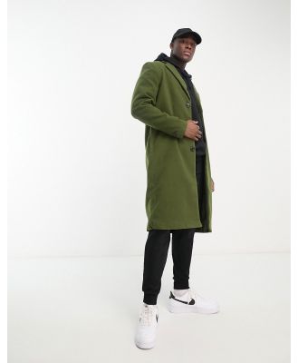 Bolongaro Trevor long wool duster coat in khaki-Green