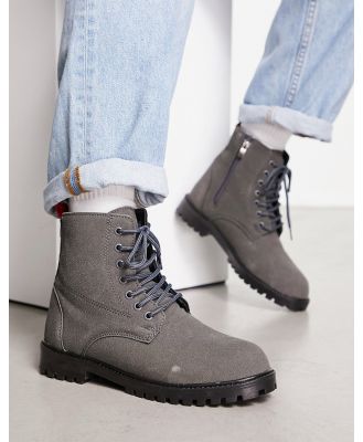 Bolongaro Trevor minimal lace up boots in grey faux leather