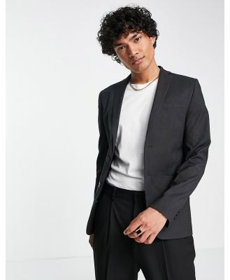 Bolongaro Trevor plain super skinny suit jacket in charcoal-Black