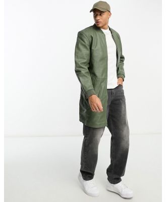 Bolongaro Trevor quilted longline bomber coat in khaki-Green