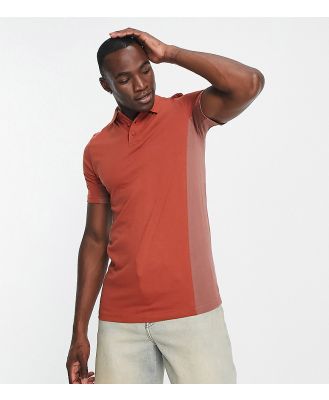 Bolongaro Trevor Tall colourblock polo shirt in rust-Red
