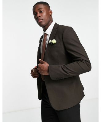 Bolongaro Trevor wedding plain skinny suit jacket in brown