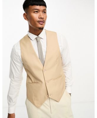 Bolongaro Trevor wedding plain skinny waistcoat in beige-Brown
