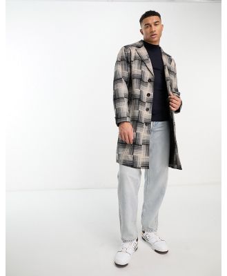 Bolongaro Trevor wool mix duster coat in black and beige check-Multi