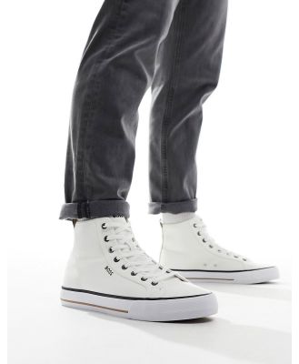 BOSS Aiden hi-top canvas shoes in white