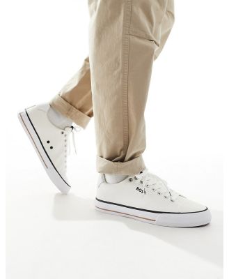 BOSS Aiden minimal canvas shoes in white