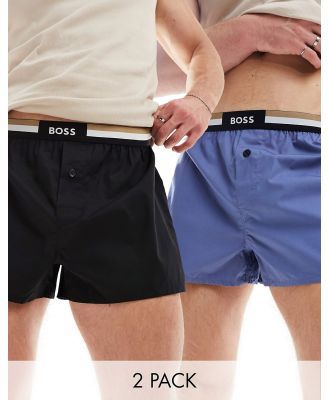 BOSS Bodywear 2 pack boxer shorts in blue and black-Multi