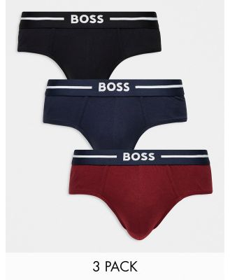 BOSS Bodywear Bold 3 pack hipster briefs in black, red and blue-Multi