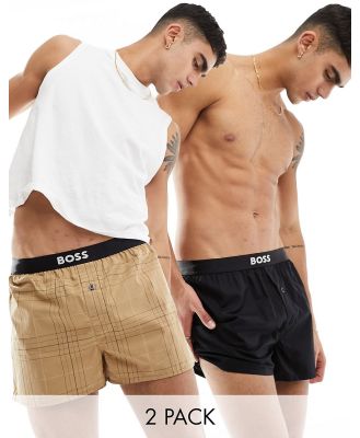 Boss Bodywear boxer shorts in black and check-Multi