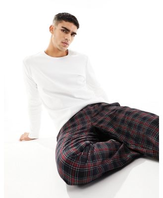 BOSS Bodywear cosy long nightwear set in check print-Multi