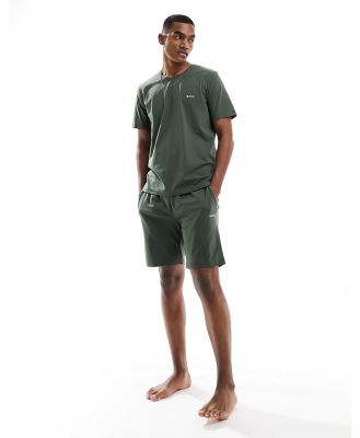 BOSS Bodywear Mix & Match shorts in khaki (part of a set)-Green