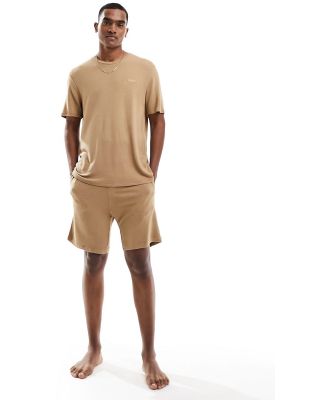 BOSS Bodywear rib shorts in beige-Neutra