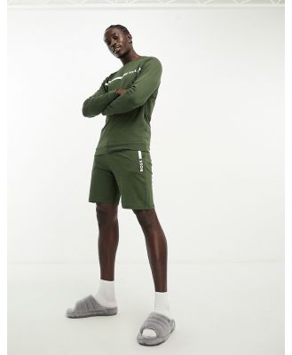 Boss Bodywear tape shorts in khaki-Green