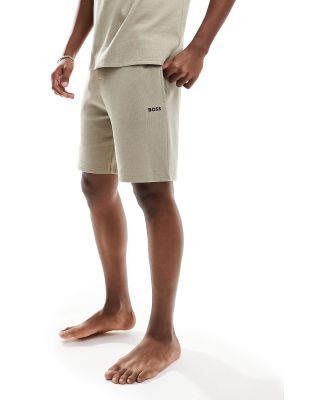 BOSS Bodywear waffle shorts in beige (part of a set)-Neutral