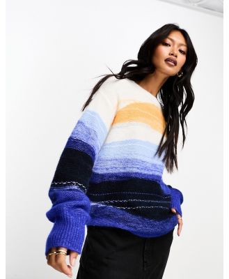 BOSS Filias printed jumper in white and blue