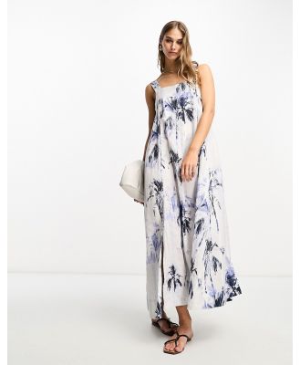 BOSS Orange Dard strap maxi dress in off white with floral print