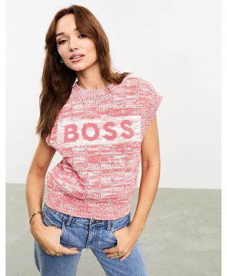 BOSS ORANGE logo knitted singlet in washed pink-Red