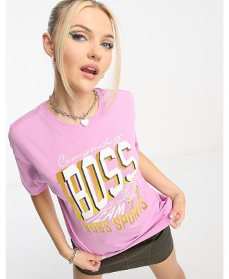 BOSS Orange varsity logo oversized t-shirt in pink