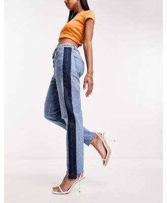 BOSS Ruth panelled jeans in mid blue
