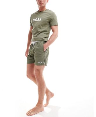 BOSS Starfish swim shorts in khaki-Green