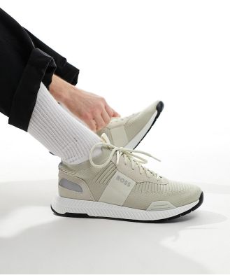 BOSS Titanium runner sneakers in white