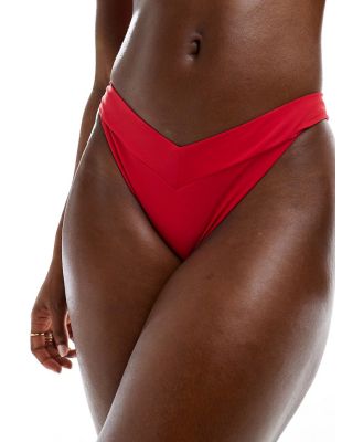 Boux Avenue Sorrento wide strap high tanga bikini bottoms in red