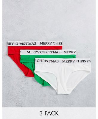 Brave Soul christmas 3 pack briefs in red white and green