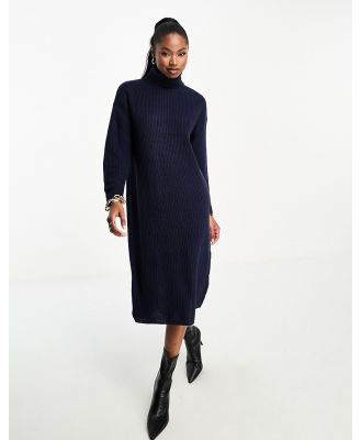 Brave Soul Emma roll neck knitted maxi dress in navy