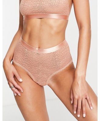 Brave Soul lace high waisted briefs in cork-Brown