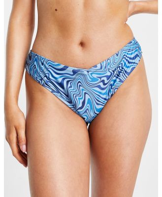 Brave Soul low rise bikini bottoms in blue swirl print