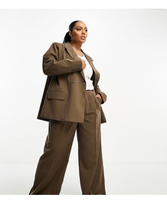 Brave Soul Plus suit pants in brown (part of a set)