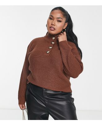 Brave Soul Plus Whitehall polo neck jumper in chocolate brown