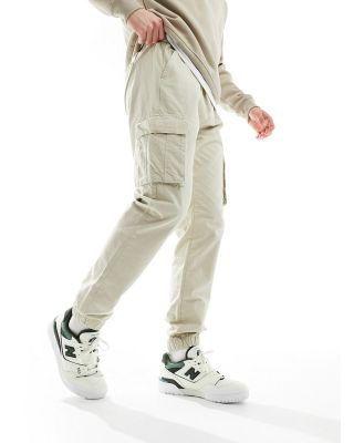 Brave Soul ripstop cargo pants in stone-Neutral