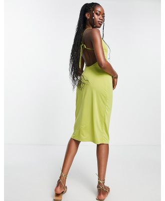 Brave Soul Sass slinky cowl neck bodycon dress in lime-Green