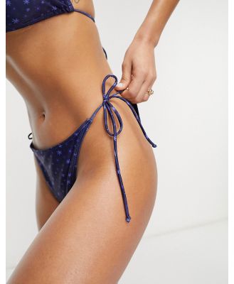 Brave Soul tie side bikini bottoms in navy floral print