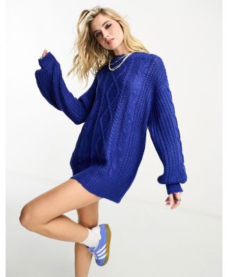 Brave Soul Tokyo oversized cable knit jumper in cobalt-Blue
