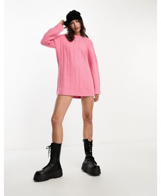 Brave Soul Virgo cable knit jumper dress in pink