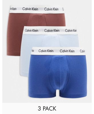 Calvin Klein 3 pack trunks in blue, light blue and rust-Multi