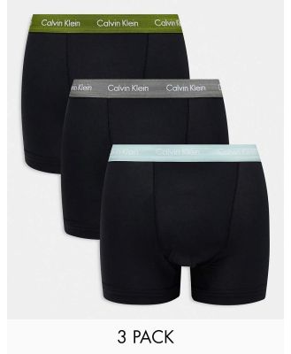 Calvin Klein 3 pack trunks with coloured waistband in black