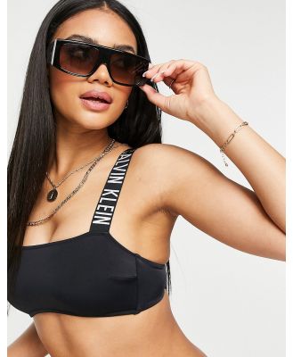 Calvin Klein bikini top with logo straps in black