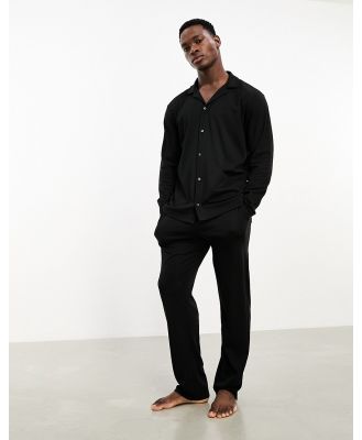 Calvin Klein CK Black button down sleep shirt and pants pyjama set in black