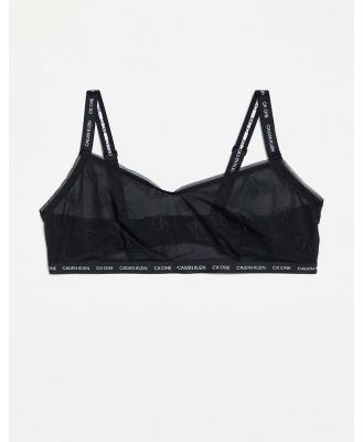 Calvin Klein CK One logo mesh unlined bralet in black