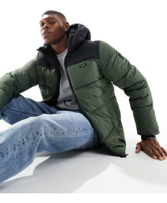 Calvin Klein crinkle nylon colourblock puffer jacket in grey-Green