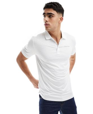 Calvin Klein Golf Fracture tonal printed polo shirt in white