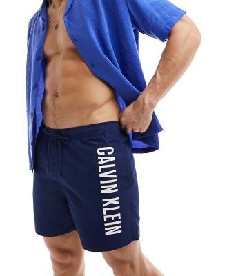 Calvin Klein Intense Power medium drawstring swim shorts in navy